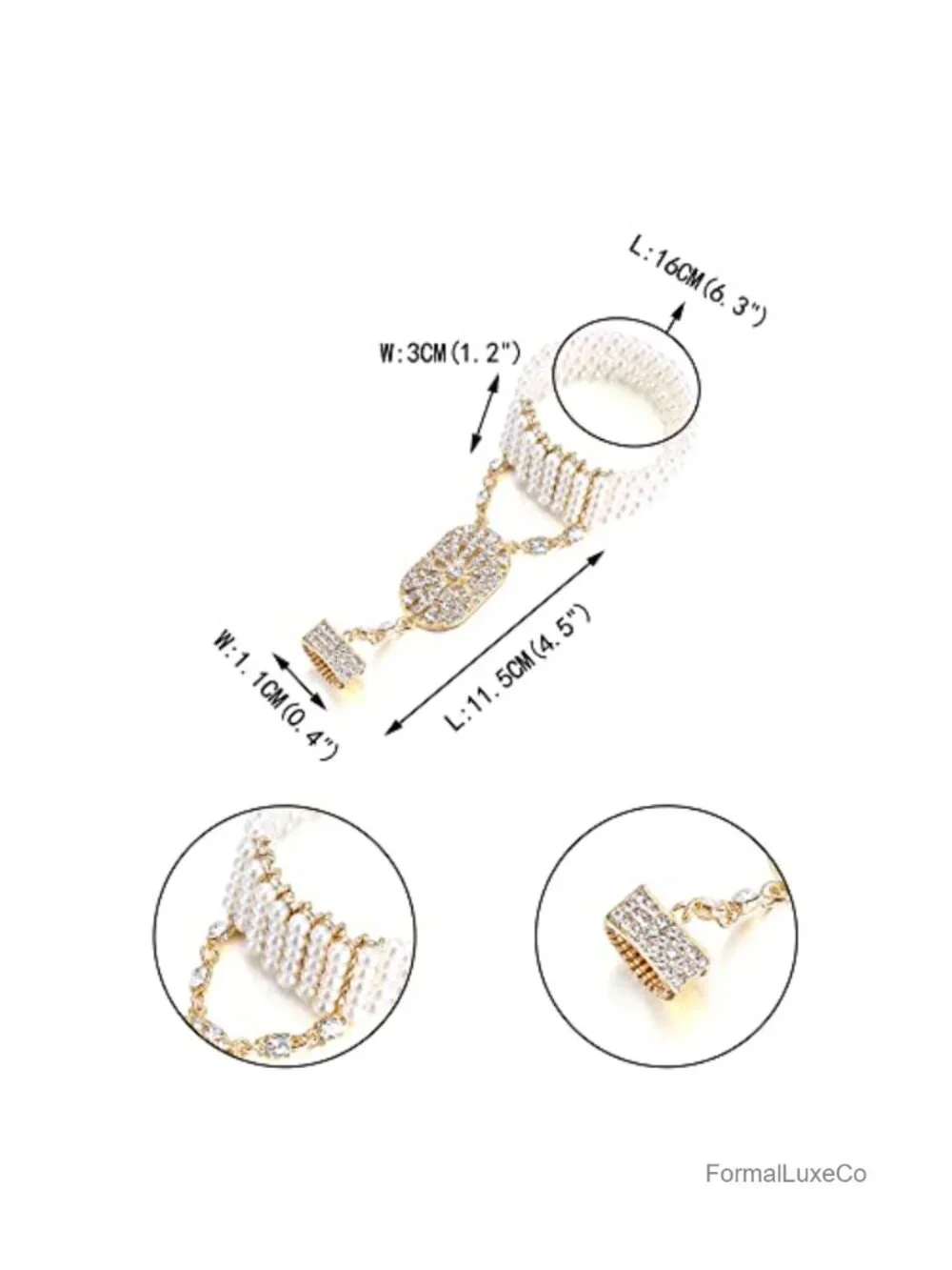 Art Deco Flower Crystal Simulated Pearl Bracelet Ring Set Gatsby Bride Prom